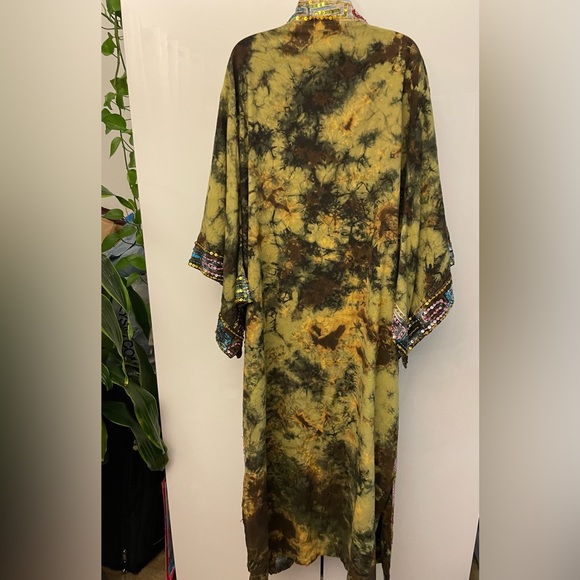 Festival Universe green ice tie dyed sequin embellished kimono robe dream coat - Picture 8 of 16